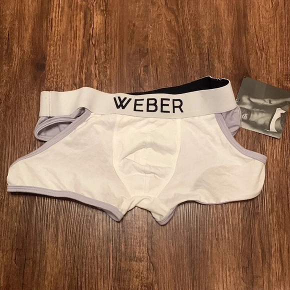 Katy Weber Men’s Brief Underwear White & Gray Pima Cotton Size XS New - Picture 1 of 9